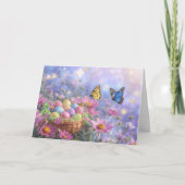 Easter Spring with Flowers Eggs Garden  Kaart (Voorkant)