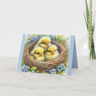 Easter Springtime Wenskaart met Baby Chicks Bedankkaart