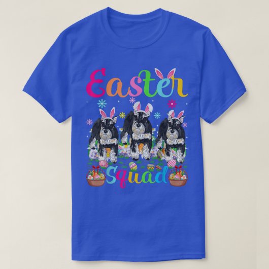 Easter Squad Bunny Ear Miniature Schnauzer Dog Hap T-shirt (Design voorkant)