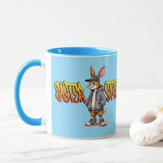 Easter Style – Street Bunny Design - caneca Mok (Met donut)