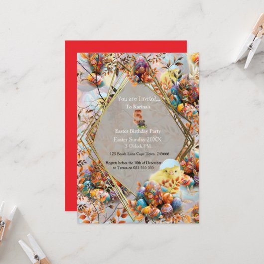 Easter Sunday Birthday Celebrations Kaart (Voorkant / Achterkant in situ)