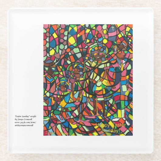 "Easter Sunday"  Glazen Onderzetter (Voorkant)