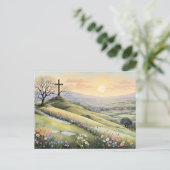 Easter sunrise art illustration feestdagenkaart (Staand voorkant)
