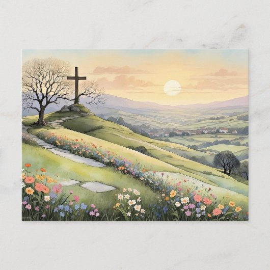 Easter sunrise art illustration feestdagenkaart (Voorkant)