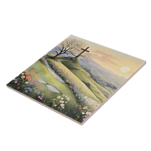 Easter sunrise art illustration tegeltje (Zijkant)