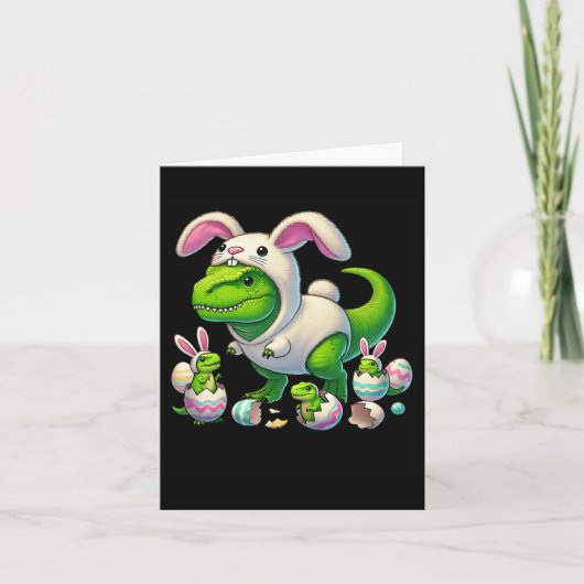 Easter T-rex Bunny Ears Funny Dinosaur Kostuum Kin Kaart (Voorkant)