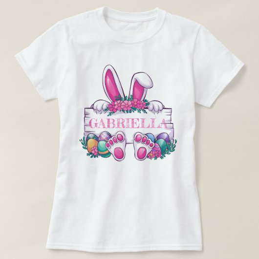 Easter T-shirt; Schattigee Bunny & Eggs T-shirt (Design voorkant)