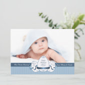 Easter Three Blue Photo Birth Announcement Feestdagenkaart (Staand voorkant)
