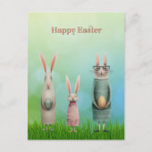 Easter Three Bunnies in Grass Card Feestdagenkaart (Voorkant)