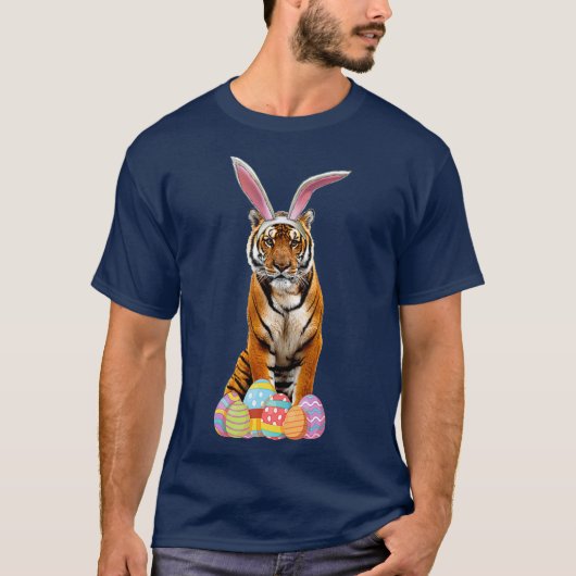 Easter  Tiger Funny Bunny Ears  Eggs Tiger Gift T-shirt (Voorkant)