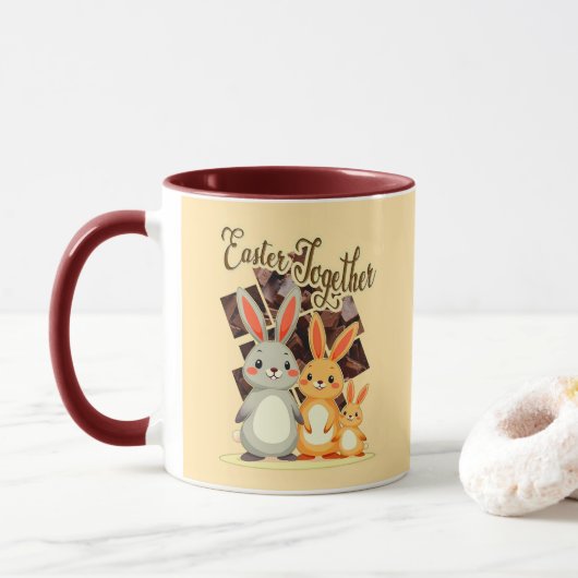 Easter Together – Warm Bunny Family - caneca Mok (Met donut)