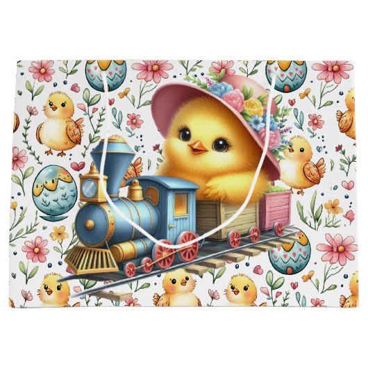 Easter Train Chick Gift Bag Groot Cadeauzakje (Voorkant)