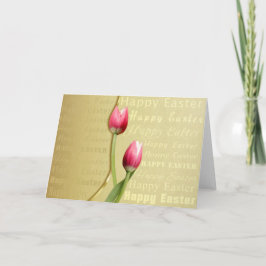Easter Tulips Gold Typografie Feestdagen Kaart