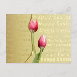 Easter Tulips Gold Typografie Feestdagenkaart
