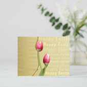 Easter Tulips Gold Typografie Feestdagenkaart (Staand voorkant)