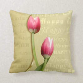 Easter Tulips Gold Typografie Kussen