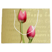 Easter Tulips Gold Typografie Large Cadeautasje (Voorkant)