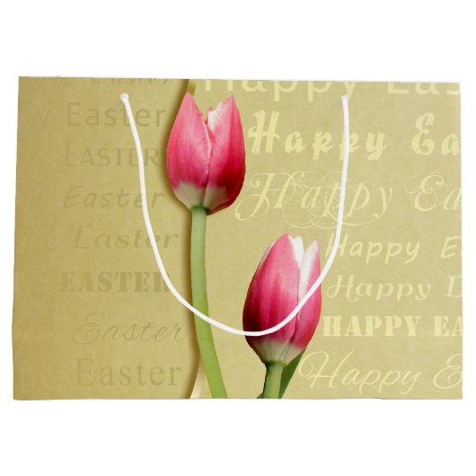Easter Tulips Gold Typografie Large Cadeautasje (Achterkant)