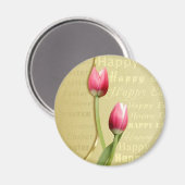 Easter Tulips Gold Typografie Magneet (Voorkant / Achterkant)