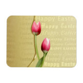 Easter Tulips Gold Typografie Magneet (Horizontaal)