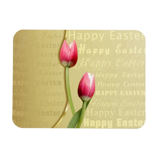 Easter Tulips Gold Typografie Magneet (Horizontaal)