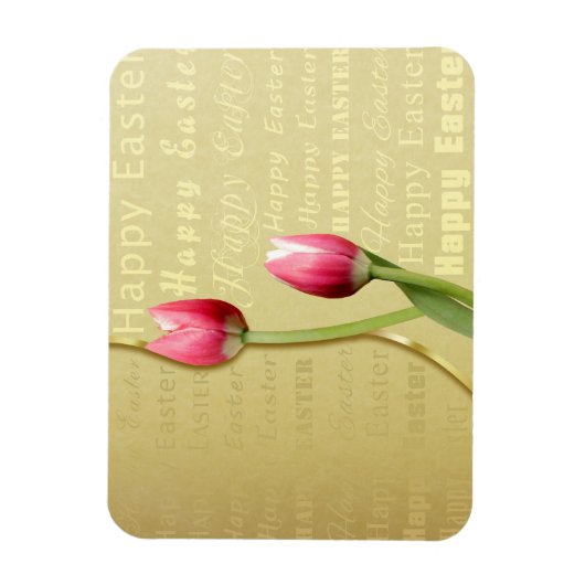 Easter Tulips Gold Typografie Magneet (Verticaal)