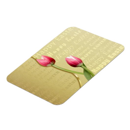 Easter Tulips Gold Typografie Magneet (Linkerzijde)