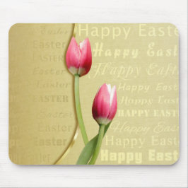 Easter Tulips Gold Typografie Muismat