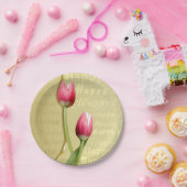 Easter Tulips Gold Typografie Papieren Bordje (Feest)