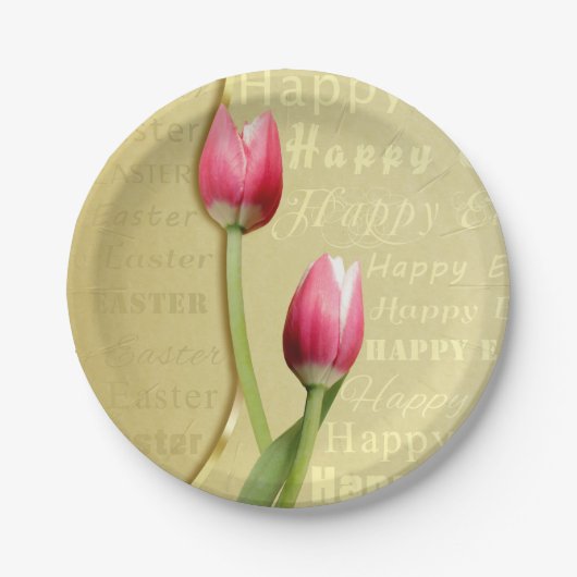 Easter Tulips Gold Typografie Papieren Bordje (Voorkant)