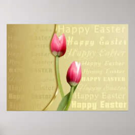 Easter Tulips Gold Typografie Poster