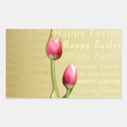 Easter Tulips Gold Typografie Rechthoekige Sticker (Voorkant)
