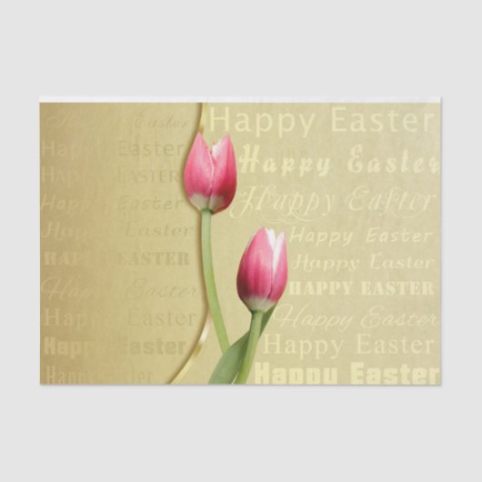 Easter Tulips Gold Typografie Tissuepapier (Voorkant)