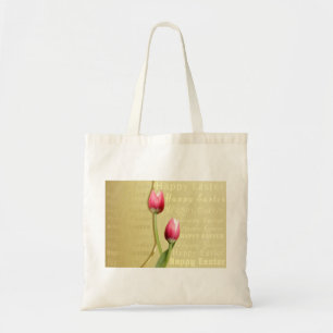 Easter Tulips Gold Typografie Tote Bag