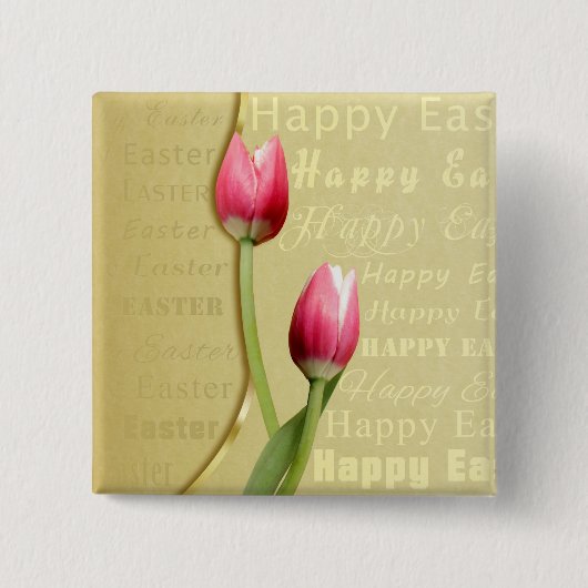 Easter Tulips Gold Typografie Vierkante Button 5,1 Cm (Voorkant)