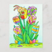 Easter Tulips with Bunny Postcard Briefkaart (Voorkant)