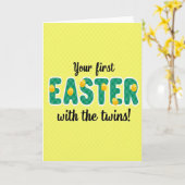 Easter Twins First Celebration Card Kaart (Gele Bloem)