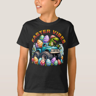 Easter Vibes Dino op Monster Truck met Paasei T-shirt