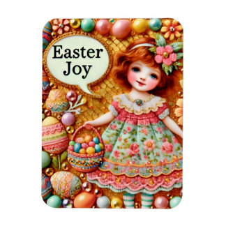 EASTER ~ Vintage girl eggs ~ Flexible Photo Magnet Magneet