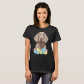 Easter Weimaraner Bunny Eggs Dog on Easter Weimara T-shirt (Voorkant volledig)