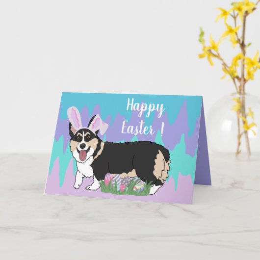 Easter Welsh Corgi Kaart (Gele Bloem)