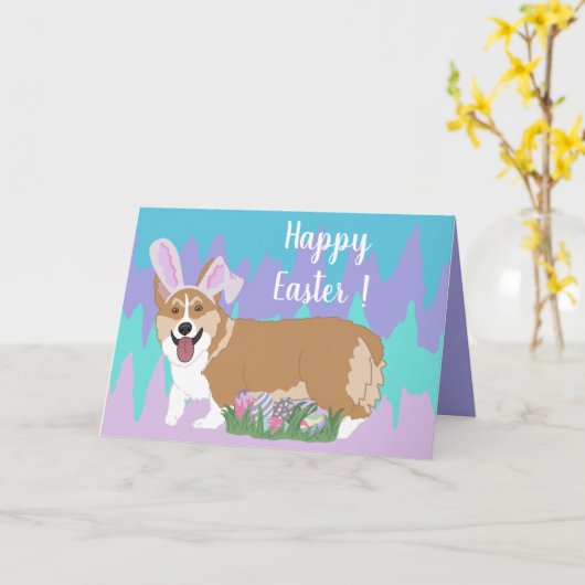 Easter Welsh Corgi Kaart (Gele Bloem)