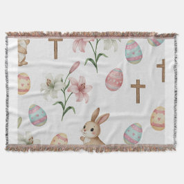 Easter Whimsy – Seamless Bunny & Lily Pattern Deken