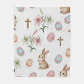 Easter Whimsy – Seamless Bunny & Lily Pattern Fleece Deken (Voorkant)