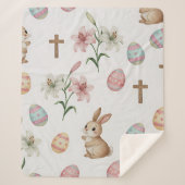 Easter Whimsy – Seamless Bunny & Lily Pattern Sherpa Deken (Voorkant)