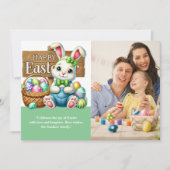 "Easter Wishes! Lovely Bunny with Family Picture" Kaart (Voorkant)