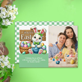 "Easter Wishes! Lovely Bunny with Family Picture" Kaart