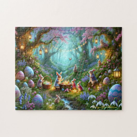 Easter Woodland, Enchanted Forest, Spring Bunnies Legpuzzel (Horizontaal)