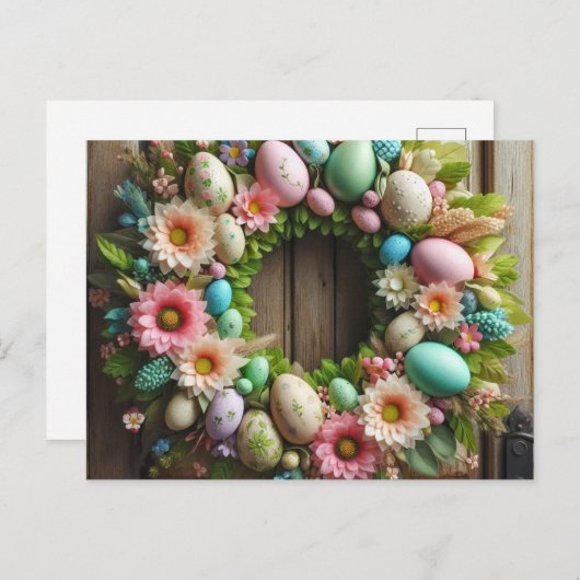 Easter wreath feestdagenkaart (Voorkant / Achterkant)