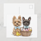 Easter Yorkshire Terrier honden Briefkaart (Voorkant / Achterkant)